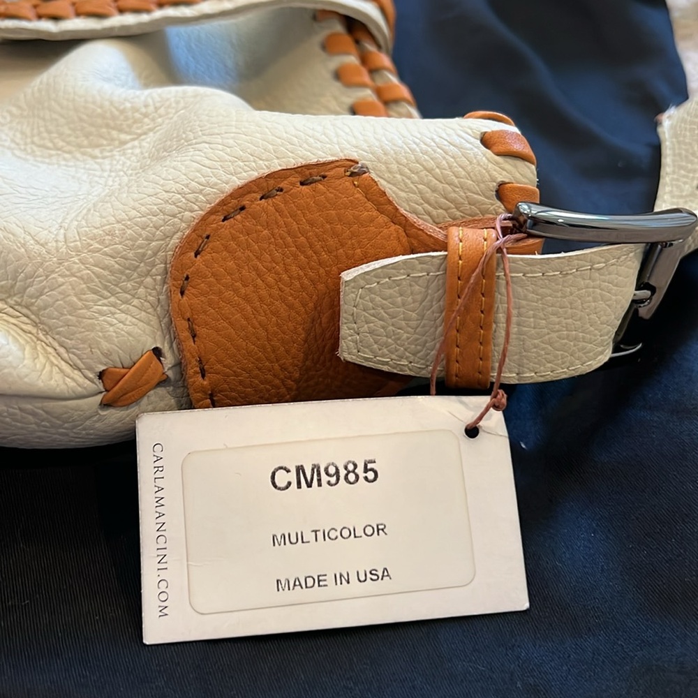 Carla Mancini Tall Whipstitched Tote In Mocha Multicolor Leather Bag - Picture 6 of 9